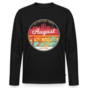 Salutations d’anniversaire 1989 En août - T-shirt manches longues Premium bio Homme - noir - Devant - Nico (187cm)