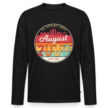 Geboren August 2000 - Männer Premium Bio Langarmshirt - Schwarz - Vorne - Nico (187cm)