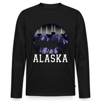 Alaska - Men's Premium Organic Long Sleeve Shirt - black - Front - Nico (187cm)