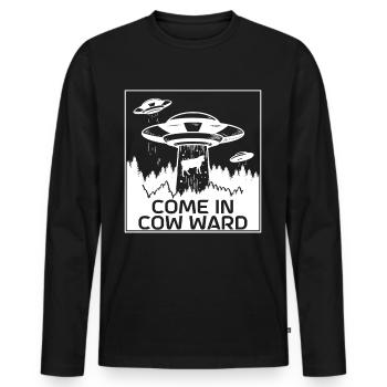 Alien Tshirt UFO Alien Children Mars Gentlemen - Men's Premium Organic Long Sleeve Shirt - black - Front - Nico (187cm)