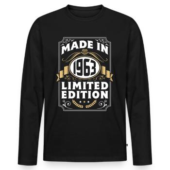 Cadeau d’anniversaire Anniversaire Bursdag Né en 1963 - T-shirt manches longues Premium bio Homme - noir - Devant - Nico (187cm)