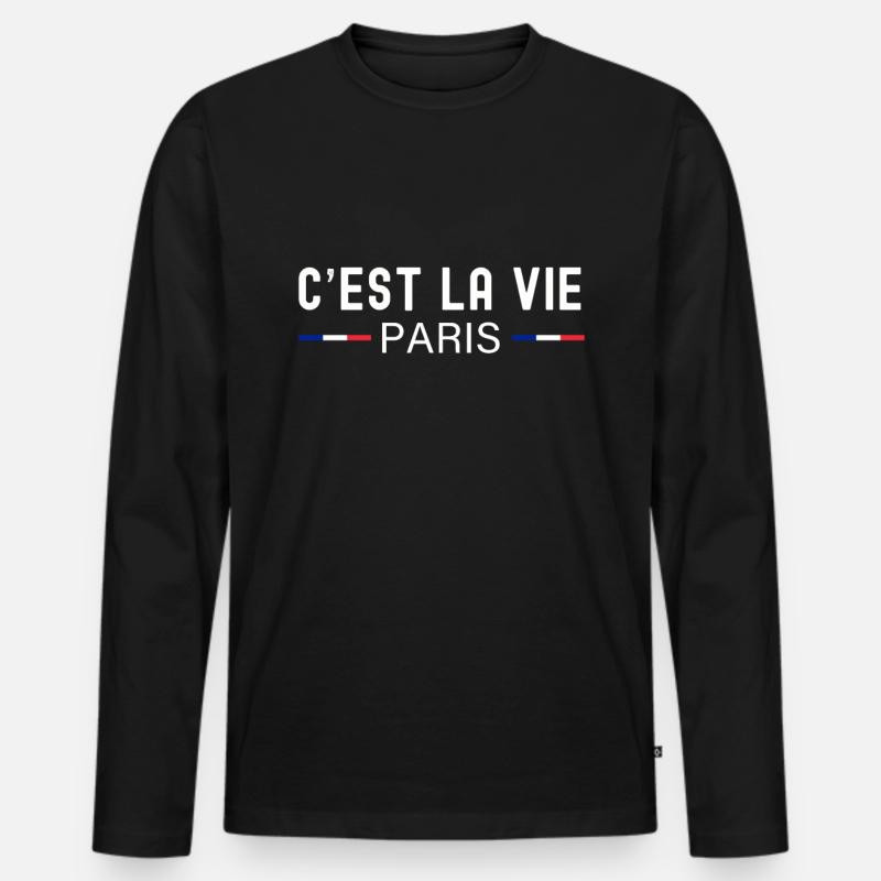 Frankreich - Männer Premium Bio Langarmshirt - Schwarz