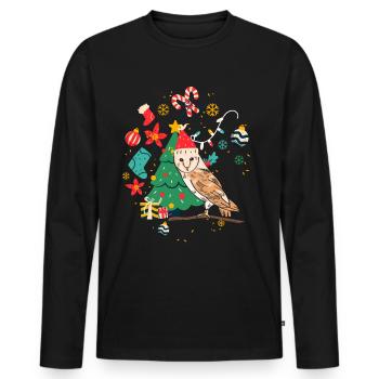 Hibou de Noël laid - T-shirt manches longues Premium bio Homme - noir - Devant - Nico (187cm)