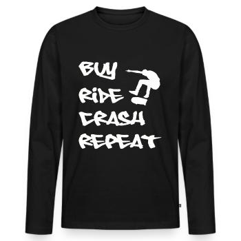 Skater Skateboard Cadeau Halfpipe Sk8 Ollie - T-shirt manches longues Premium bio Homme - noir - Devant - Nico (187cm)