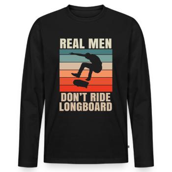 Skateboard Kickflip Gift Longboard Sk8er Sk8 - Men's Premium Organic Long Sleeve Shirt - black - Front - Nico (187cm)