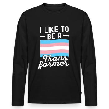 Trans Transgenre Transsexuel Cadeau Queer - T-shirt manches longues Premium bio Homme - noir - Devant - Nico (187cm)