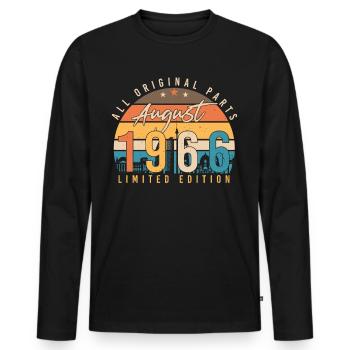 1966 August Limited Edition - Men's Premium Organic Long Sleeve Shirt - black - Front - Nico (187cm)