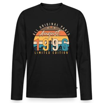 1996 Août Idée cadeau - T-shirt manches longues Premium bio Homme - noir - Devant - Nico (187cm)