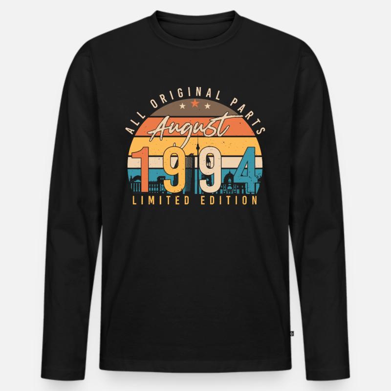 1994 August Geschenkidee - Männer Premium Bio Langarmshirt - Schwarz