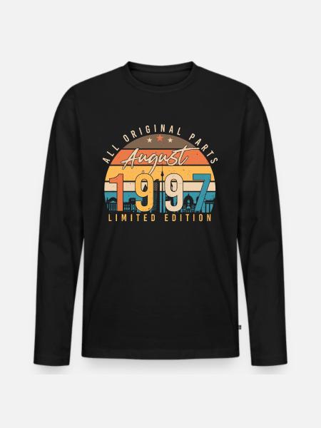 1997 August Geschenkidee - Männer Premium Bio Langarmshirt - Schwarz
