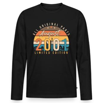 Geboren Im August 2001 - Männer Premium Bio Langarmshirt - Schwarz - Vorne - Nico (187cm)