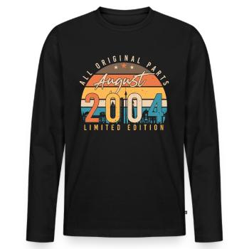 2004 En août enfin 18. - T-shirt manches longues Premium bio Homme - noir - Devant - Nico (187cm)