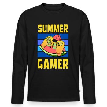 SUMMER GAMER JEU VIDÉO ESPORTS - T-shirt manches longues Premium bio Homme - noir - Devant - Nico (187cm)