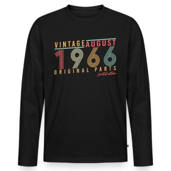 Original août 1966 - T-shirt manches longues Premium bio Homme - noir - Devant - Nico (187cm)