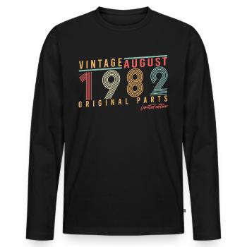 40e anniversaire août 1982 - T-shirt manches longues Premium bio Homme - noir - Devant - Nico (187cm)