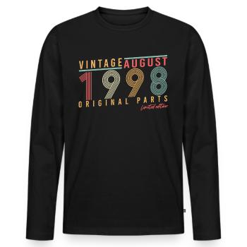 Né en août 1998 - T-shirt manches longues Premium bio Homme - noir - Devant - Nico (187cm)
