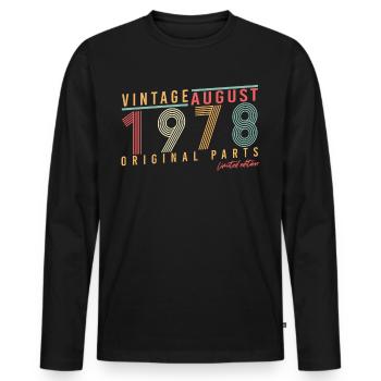 Août 1978 Édition limitée - T-shirt manches longues Premium bio Homme - noir - Devant - Nico (187cm)