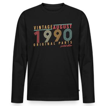 August 1990 Geschenkidee - Männer Premium Bio Langarmshirt - Schwarz - Vorne - Nico (187cm)