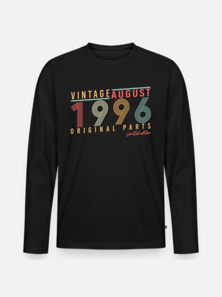 Født i august 1996 - Premium økologisk langærmet T-shirt til mænd - sort