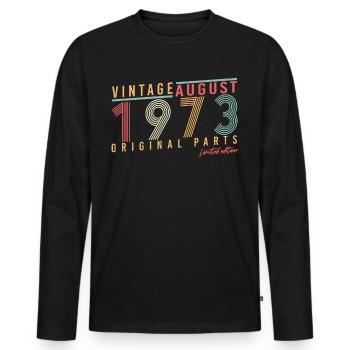 1973 En août Rétro - T-shirt manches longues Premium bio Homme - noir - Devant - Nico (187cm)