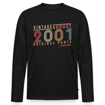 Geboren Im August 2001 - Männer Premium Bio Langarmshirt - Schwarz - Vorne - Nico (187cm)