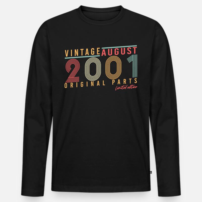 Geboren Im August 2001 - Männer Premium Bio Langarmshirt - Schwarz