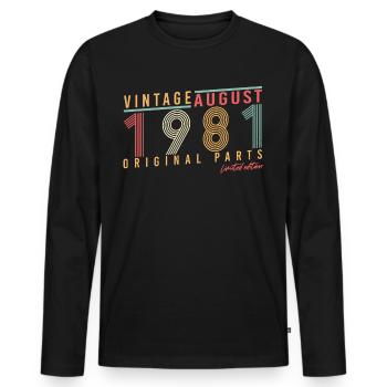 Geburtstagsgruss Für August 1981 - Männer Premium Bio Langarmshirt - Schwarz - Vorne - Nico (187cm)