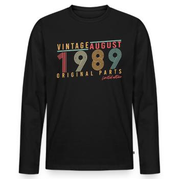 Année de construction 1989 en août - T-shirt manches longues Premium bio Homme - noir - Devant - Nico (187cm)