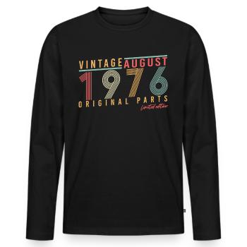 1976 Im August Retro - Männer Premium Bio Langarmshirt - Schwarz - Vorne - Nico (187cm)