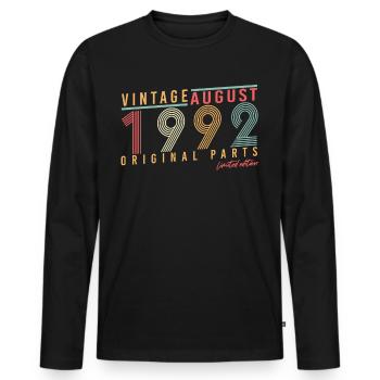 Zum 30.Lebensjahr August 1992 - Männer Premium Bio Langarmshirt - Schwarz - Vorne - Nico (187cm)
