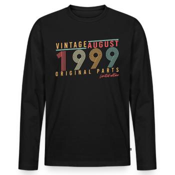Geburtsmonat August 1999 - Männer Premium Bio Langarmshirt - Schwarz - Vorne - Nico (187cm)