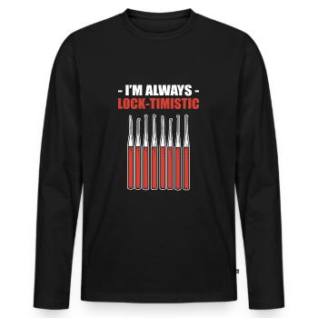 I'm Always Lock-Timistic Locksmith Locksmithing - Men's Premium Organic Long Sleeve Shirt - black - Front - Nico (187cm)