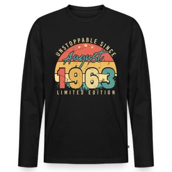Nicht Zu Stoppen August 1963 - Männer Premium Bio Langarmshirt - Schwarz - Vorne - Nico (187cm)