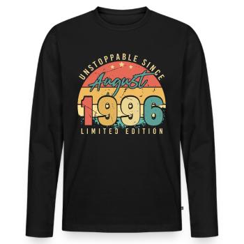 Salutations d’anniversaire pour août 1996 - T-shirt manches longues Premium bio Homme - noir - Devant - Nico (187cm)