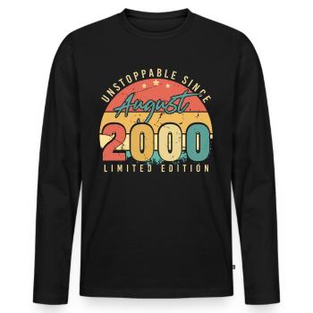 Geburtstagsgruss Für August 2000 - Männer Premium Bio Langarmshirt - Schwarz - Vorne - Nico (187cm)