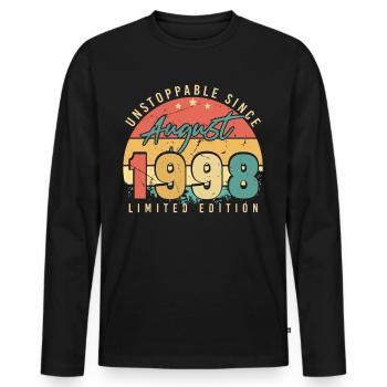 Vœux d’anniversaire pour août 1998 - T-shirt manches longues Premium bio Homme - noir - Devant - Nico (187cm)
