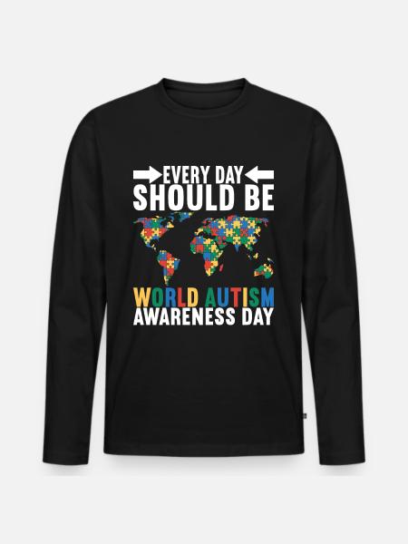Autistic Autism Autistic - Men's Premium Organic Long Sleeve Shirt - black