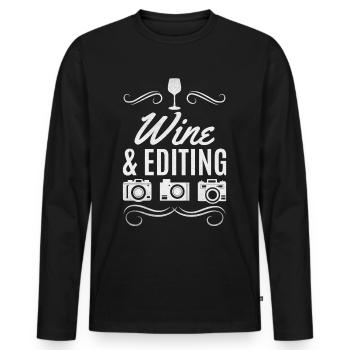 Fotograf Wein & Schnitt Fotografie Kamerafotograf - Männer Premium Bio Langarmshirt - Schwarz - Vorne - Nico (187cm)