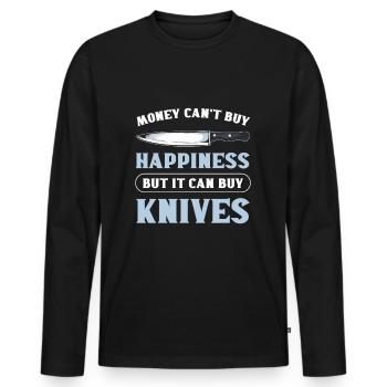 L’argent ne peut pas acheter le bonheur mais couteaux couteau - T-shirt manches longues Premium bio Homme - noir - Devant - Nico (187cm)