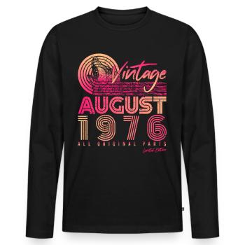 Retro 1976 Im August - Männer Premium Bio Langarmshirt - Schwarz - Vorne - Nico (187cm)