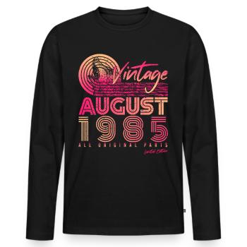 Année de construction en août 1985 - T-shirt manches longues Premium bio Homme - noir - Devant - Nico (187cm)