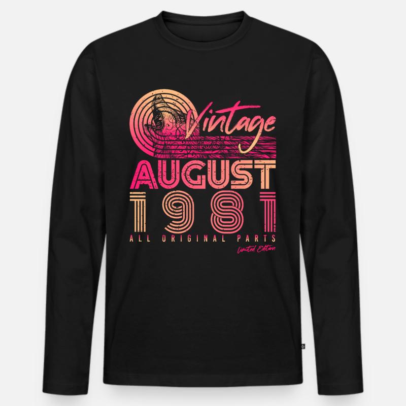 August 1981 Geschenkidee - Männer Premium Bio Langarmshirt - Schwarz
