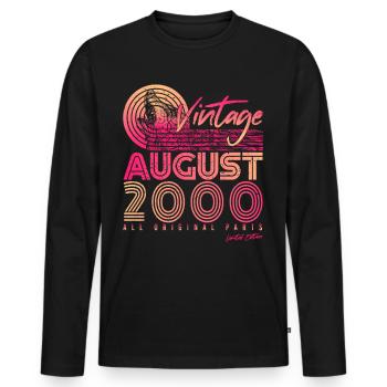 Mois de naissance Août 2000 - T-shirt manches longues Premium bio Homme - noir - Devant - Nico (187cm)