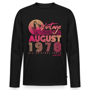 Retro 1978 in August - Men's Premium Organic Long Sleeve Shirt - black - Front - Nico (187cm)