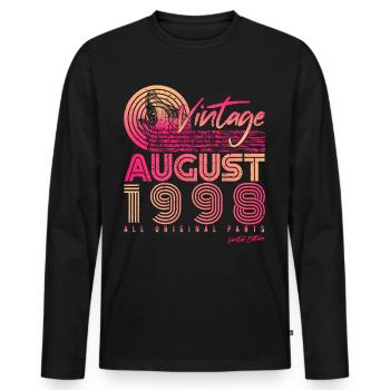 Vœux d’anniversaire pour août 1998 - T-shirt manches longues Premium bio Homme - noir - Devant - Nico (187cm)