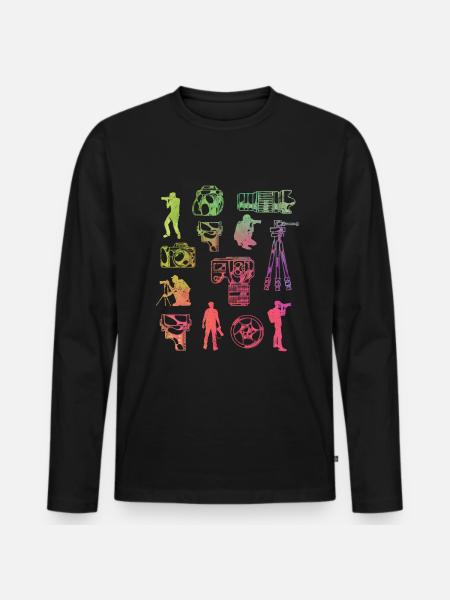 Fotografie-Liebhaber-Ausrüstung - Männer Premium Bio Langarmshirt - Schwarz