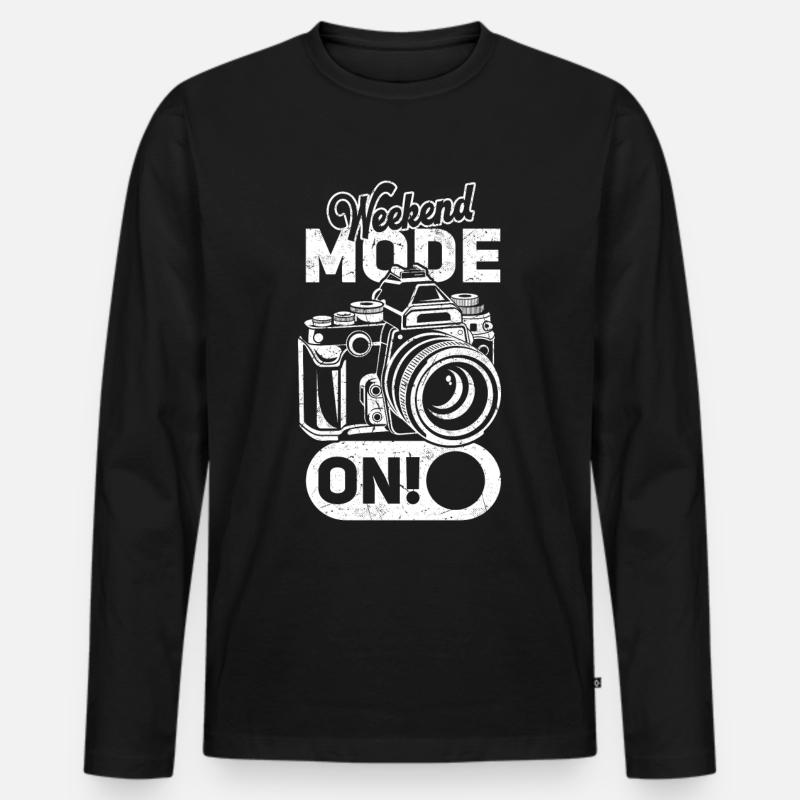 Fotografie-Wochenendmodus mit Kamera Fotograf - Männer Premium Bio Langarmshirt - Schwarz