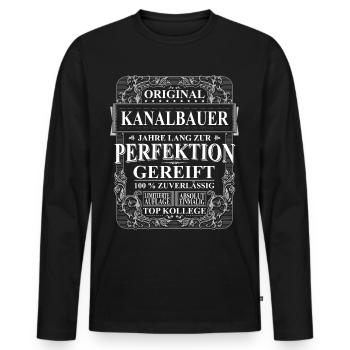 Original Kanalbauer Kollegen Geschenk Vintage - Männer Premium Bio Langarmshirt - Schwarz - Vorne - Nico (187cm)