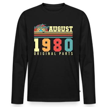 August 1980 Geschenkidee - Männer Premium Bio Langarmshirt - Schwarz - Vorne - Nico (187cm)