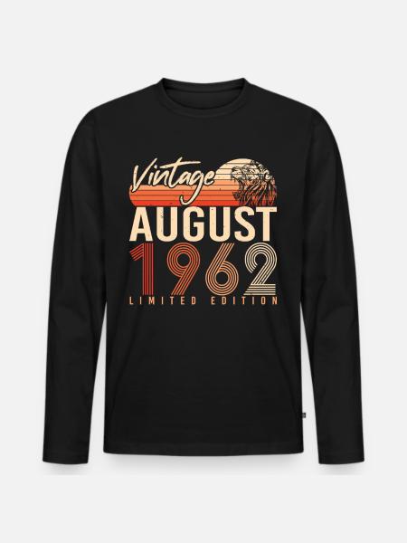 1962 In August 60th birthday - Men's Premium Organic Long Sleeve Shirt - black